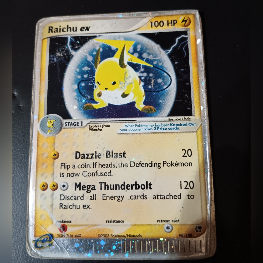 2003 Pokemon Raichu Ex Card Vintage Damaged Rare
